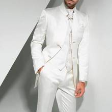 Ternos brancos para noivo, roupas para homens de casamento com dois botões, sob medida, ternos masculinos de três peças, padrinhos (jaqueta + calça + colete) 2024 - compre barato