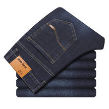 Calça jeans masculina de tamanho médio, calça jeans de outono e primavera para motociclista, slim fit, calça skinny de cor sólida, 2019 2024 - compre barato