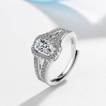 Anel de zircônio cúbico quadrado, ajustável com tendência de aniversário de casamento 2020, joias femininas 2024 - compre barato