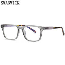 Swanwick blue light blocking glasses tr90 square optical glasses frame men retro computer leopard blue high quality trending 2024 - buy cheap
