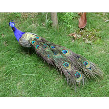 MagiDeal long tail beautiful feathered artificial peacock bird model large 50cm peacock handicraft prop home garden decoration 2024 - buy cheap