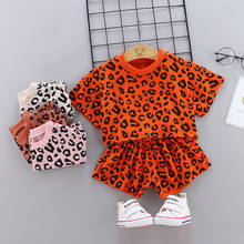 2021 New Infant Girls Clothes Sets Summer Leopard 2pcs Cotton Short Sleeve t shirts+Shorts Casual Kids Girls Sports Suits 2024 - buy cheap