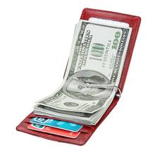TRASSORY rfid-блокирующий мини металлический кошелек с зажимом для денег, тонкий чехол для кредитных карт, мужской кошелек для карт из натуральной кожи 2024 - купить недорого