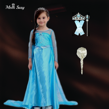 Vestido de Elsa y Anna para niña, disfraz de princesa con diadema, joyería para fiesta de Halloween, Carnaval y Navidad 2024 - compra barato