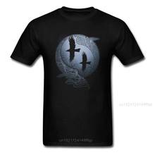 Fitted T-shirt ODINS RAVENS Geek TShirt Male Tops Men Shirts VALENTINE DAY Black Tee Shirt Round Collar 100% Cotton Clothes 2024 - buy cheap