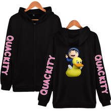 Quackity zíper hoodies moda feminina masculina estampas de manga longa com capuz moletom venda quente casual streetwear roupas 2024 - compre barato