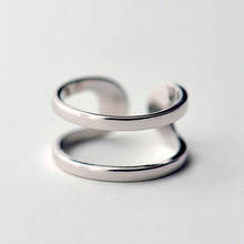 Anillos de plata de ley 925 para mujer, doble anillo abierto liso, joyería de plata esterlina hipoalergénica, regalos para niñas 2024 - compra barato