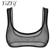 Lencería Sexy transparente para mujer, Top corto de rejilla con agujeros, tirantes anchos para los hombros, chaleco con escote en U profundo, Top corto sin mangas, sujetador 2024 - compra barato