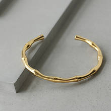Pulseira amaiylliça de bambu 18k, bracelete ajustável retrô aberto dourado para presente feminino 2024 - compre barato