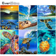 Evershine bordado de pedras de animal, ponto cruz, mosaico, tartaruga do mar, imagem de strass, pintura artística, arte de parede com contas 2024 - compre barato