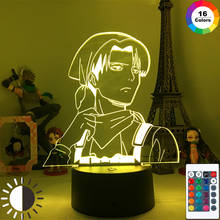 3D светильник из акрила Леви Аккерман, «Атака Титанов», для украшения дома и комнаты, детский подарок на день рождения, 3D светодиодный ночсветильник 2024 - купить недорого