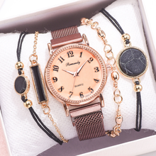 Reloj magnético de oro rosa para mujer, pulsera de Reloj Simple, regalo para mujer, 5 uds., 2020 2024 - compra barato