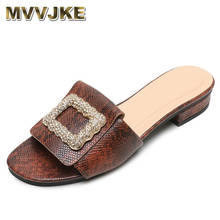 MVVJKE-Zapatillas con hebilla de diamante de Metal para mujer, zapatos de playa de talla grande, chanclas de tacón bajo, calzado informal de verano para exteriores 2024 - compra barato