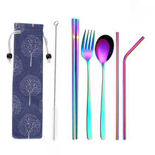 6pcs/3pcs Reusable 304 Stainless Steel Metal Straw Portable Spoon Fork Chopsticks Set for Travel Outdoor Dinnerware with Pack 2024 - buy cheap