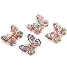 1 PC New Korean Colorful Brooches Rhinestone Alloy Plating Butterfly Animal Brooch Women Clothing Accessories Jewelry Gifts 2024 - buy cheap