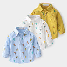 Camisa con estampado de dibujos animados para niños, Blusa de manga larga con cuello vuelto, para la escuela, primavera y otoño, a la moda, novedad 2024 - compra barato