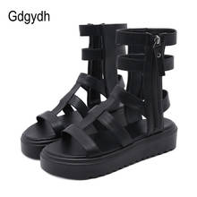 Gdgydh Ankle Strap Gladiator Sandals Women Platform Thick Bottom Comfortable Shoes For Summer Black Punk Zipper Free Shipping 2024 - buy cheap