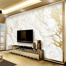 Papel de parede personalizado 3d, mural padrão em seda dourada jazz fundo em mármore branco parede sala de estar quarto restaurante decoração para foto 2024 - compre barato