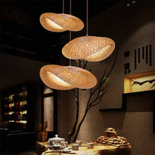 Luminária de tecido em bambu para decoração interna, luz de suspensão em rattan chinês, decoração para restaurante, sala de chá 2024 - compre barato