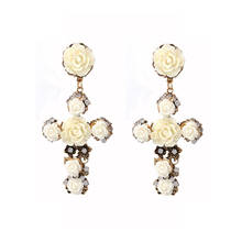 Fashion Charm Vintage Flowers Cross Baroque Classical Earring National Style Long Drop Women Baroque Retro Earring Jewelry 2024 - buy cheap