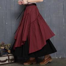 Falda de algodón Vintage para mujer, falda a cuadros con patrón de rejilla, asimétrica, de cintura alta, para primavera 2024 - compra barato