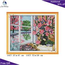 Joy Sunday Blossom Flowers Home Decoration F742 14CT 11CT Counted and Stamped Blossom Oil Painting Embroidery Cross Stitch Kits 2024 - buy cheap