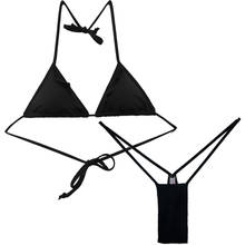 Women's Black Flouncing Triangle Bikini Set Sexy Gril Cut Out Swimwear Swimsuit Brazilian Summer Beach Suit 2024 - compre barato