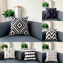 Polyester Geometric Pattern Cushion Cover Black White Soft Throw Pillow Cover Decorative Sofa Pillow Case Pillowcase Christmas 2024 - buy cheap