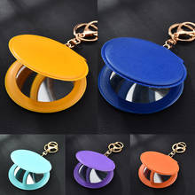 Mini Makeup Mirror Keychains PU Leather Cosmetic Mirror Keychain Double Faced Folding Portable Bag Car Key Ring Creative Pendant 2024 - buy cheap