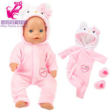 Roupas para boneca de 17 polegadas, conjunto com roupa de desenho animado de gato rosa de 18 polegadas, boneca reborn, casaco com capuz e para brinquedo 2024 - compre barato