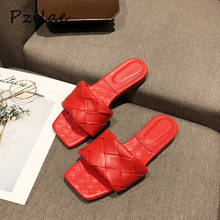 Pzilae-Zapatillas de verano de piel sintética para mujer, chanclas planas informales de punta cuadrada, de alta calidad, a la moda 2024 - compra barato