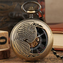 Винтажные механические карманные золотистые часы с бронзовыми крыльями «Half Hunter»-скелетоны ручная подвеска карманные часы в стиле ретро часы подарки 2024 - купить недорого