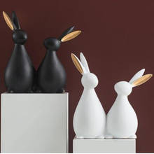 Скандинавские изделия с милым Кроликом, креативные статуи животных, художественное оформление, домашний офис, настольные украшения, подарки 2024 - купить недорого