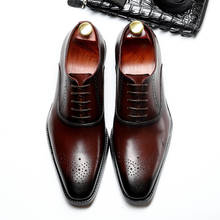 Брендовая обувь из натуральной коровьей кожи с перфорацией типа «броги»; Свадебная деловая мужская повседневная обувь на плоской подошве; винтажные оксфорды ручной работы; официальная обувь для мужчин 2024 - купить недорого