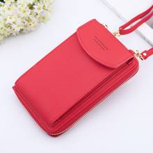 2020 Women Wallet Solid Color Leather Shoulder Straps Shoulder Bag Mobile Phone Big Card Holders Wallet Handbag Pockets girls 2024 - buy cheap