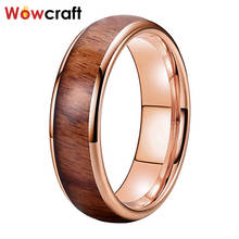 6mm Rose Gold Koa Wood Tungsten Bands Wedding Ring for Women Comfort Fit Polished Shiny Free Name Engraving 2024 - buy cheap
