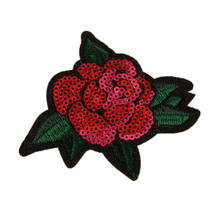 Flower Patch Rose Diy Clothes Stickers Biker Red Sequins Badge Iron On Patches For Clothing Strange things Christmas gift 2024 - buy cheap