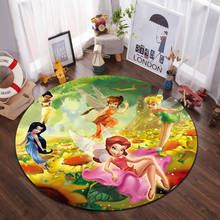 Disney-alfombra redonda antideslizante con diseño de hada y flores, tapete de Tinkerbell para suelo de dormitorio, baño y silla de ordenador, Blancanieves 2024 - compra barato