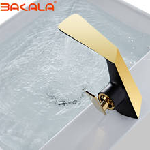 BAKALA Bathroom Faucet Black Gold Single Handle Hot Cold Switch Water Mixer Taps Wash Basin Bathroom Deck Mounted Basin Faucet 2024 - buy cheap