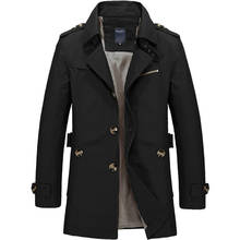 Jaquetas casuais masculinas plus size 5xl, casaco de trench coat de algodão para homens, tecido de vento, outono e inverno 2020 2024 - compre barato