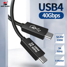 Кабель USB4 PD, 100 Вт, быстрая зарядка, 40 Гбит/с, кабель для передачи данных, 5K, 4K, видеовыход, совместимый с Thunderbolt 3, кабель 2024 - купить недорого