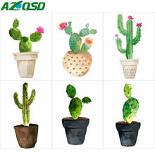 Azqsd diy kit de pintura diamante cactus completo quadrado broca needlework diamante mosaico flores ponto cruz artesanal artesanato 2024 - compre barato