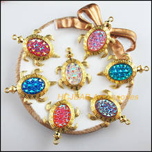 7Pcs Gold Color Retro Tortoise Mixed Oval Resin Charms Pendants 27.5x41.5mm 2024 - buy cheap