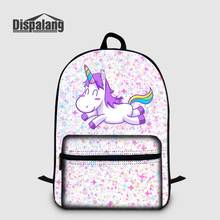 Dispalang-mochila escolar de lona para niños y mujeres, bolsa de viaje personalizable con estampado de unicornios, universo, ordenador portátil 2024 - compra barato