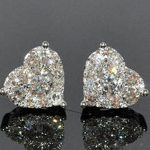 Cute Romantic Female Small Heart Earrings Silver Color Love Party Wedding Earrings Elegant Bride Stud Earrings For Women 2024 - buy cheap