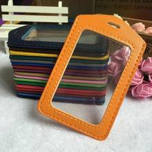 1Pc PU Card Case Holder Candy color Portable String Fashion ID Bus Identity Badge with Lanyard Porte Carte Credit 2024 - buy cheap