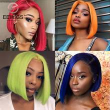 EEWIGS Short Blue Ombre Bob Wig Heat Resistant 14"Green Pink Synthetic Lace Wig Glueless Red Synthetic Lace Front Wigs for Women 2024 - buy cheap
