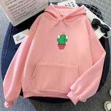 Sudadera con capucha para mujer, de manga larga, con estampado de Cactus y Ángel, estilo Kawaii, Harajuku, Coreano 2024 - compra barato