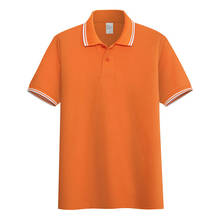 AOLIWEN Men Orange 65% Cotton Two Stripe Polo Shirt Button Solid Color Short Sleeve Summer Casual Sports Business tight Shirt 2024 - buy cheap