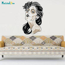 Skull girl tattoo Beautiful Sexy Woman decal Bedroom Living Room Decor Grooming Beauty salon Wallpaper BA790 2024 - buy cheap